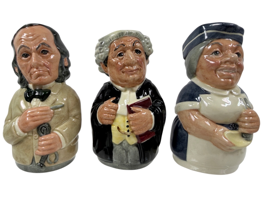 Vintage Hand Made Royal Doulton Doultonville Collection Mr. Litigate The Lawyer Mr. Pulse The Physician And Miss Tuppence The Nurse Figurine Set 4'H