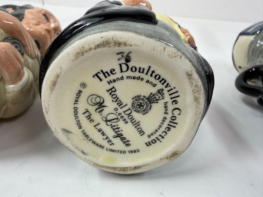 Vintage Hand Made Royal Doulton Doultonville Collection Mr. Litigate The Lawyer Mr. Pulse The Physician And Miss Tuppence The Nurse Figurine Set 4'H [Photo 3]