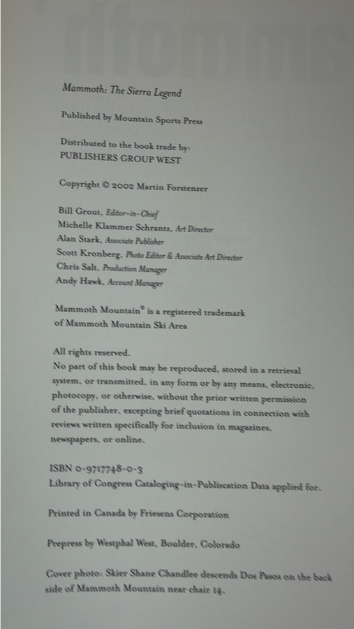 Author Signed Mammoth The Sierra Legend By Martin Forstenzer Mountain Sports Press 2002 Skiing Photography Book [Photo 7]