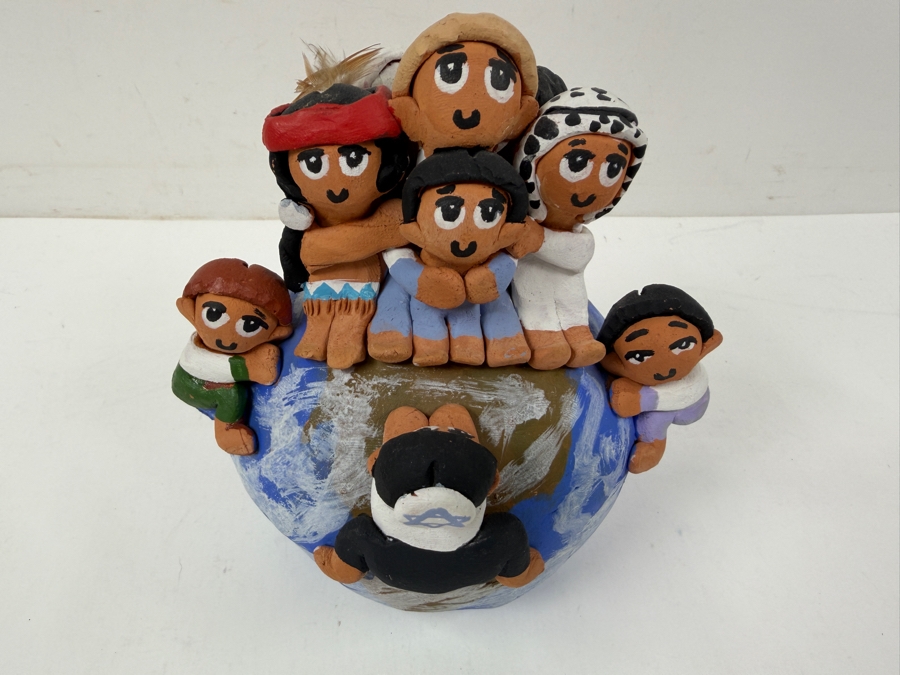 Vintage Signed Ramey 93 Handcrafted Terra Cotta Pottery Storyteller Children Of The World Sculpture 7.5'H [Photo 2]