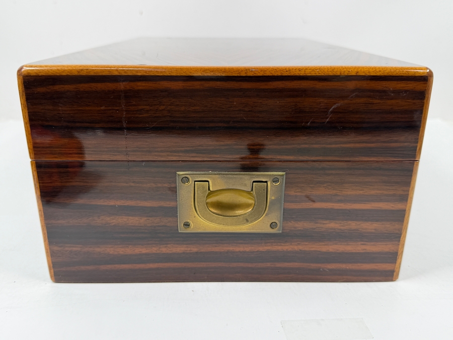 Davidoff Exotic Wood Cigar Humidor Box With Lock And Key Including Assorted Smoking Accessories 15'W X 9'D X 5.5'H [Photo 8]