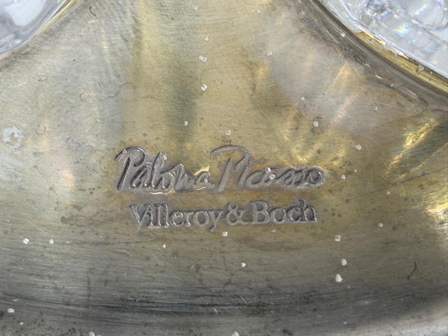 Villeroy & Boch Paloma Picasso Crystal Condiment Set On Silver Tone Tray 8.5'W X 11'H [Photo 4]