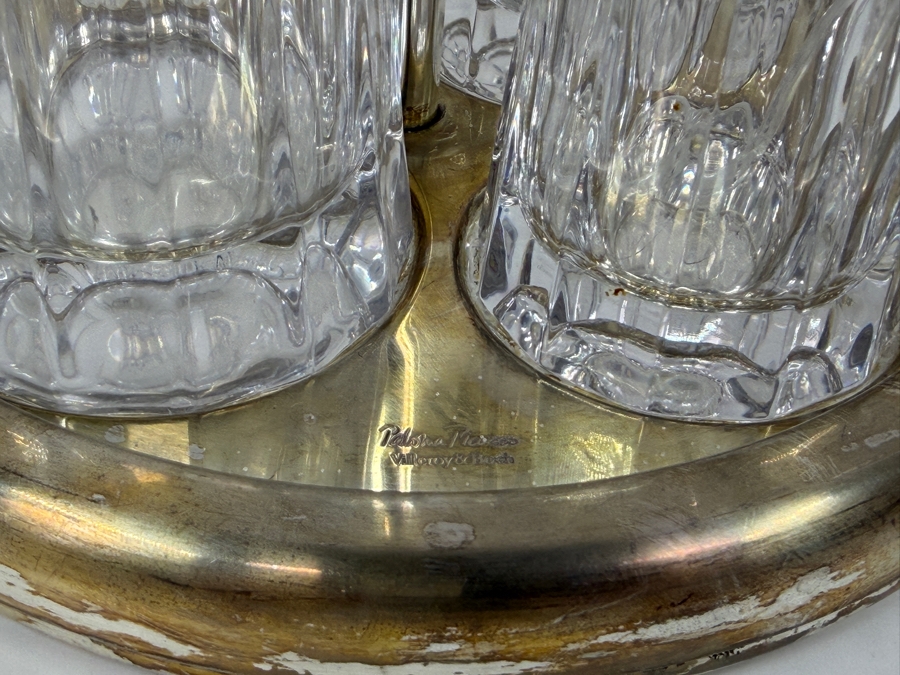 Villeroy & Boch Paloma Picasso Crystal Condiment Set On Silver Tone Tray 8.5'W X 11'H [Photo 5]