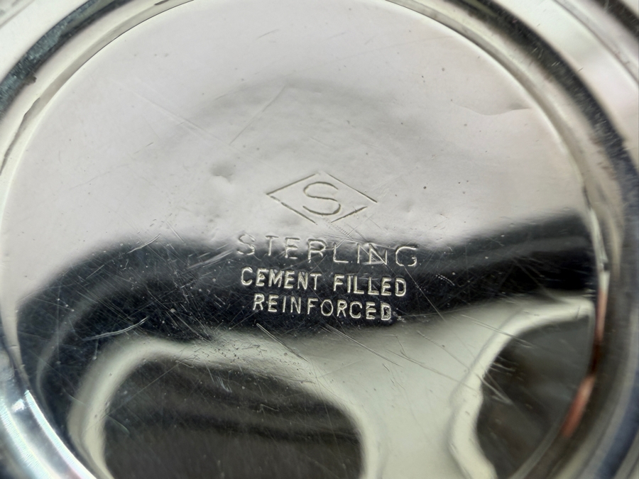 Weighted Sterling Silver Footed Bowl With Serving Ladle And Embossed Rim 119.7g [Photo 5]