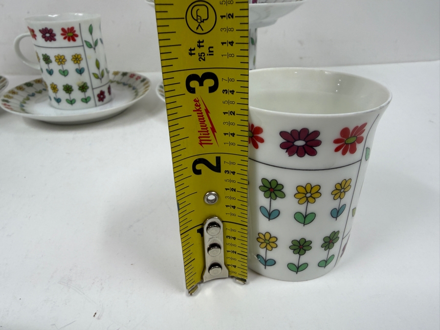 Vintage Rosenthal Germany Piemonte Pattern Porcelain Coffee Cup And Saucer Set By Emilio Pucci With Flower Design 4.75'W / 2.5'H [Photo 6]