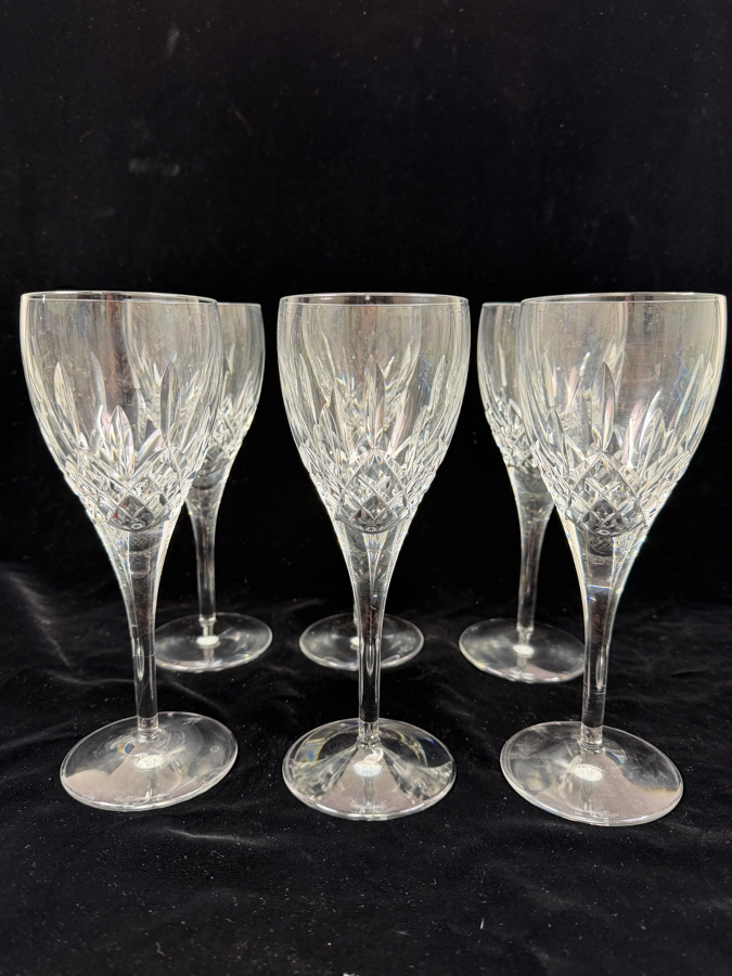 Set Of (6) Waterford Crystal Lismore Wine / Water Goblets 8.75'H [Photo 3]