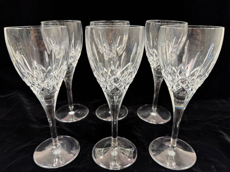 Set Of (6) Waterford Crystal Lismore Wine / Water Goblets 8.75'H [Photo 2]