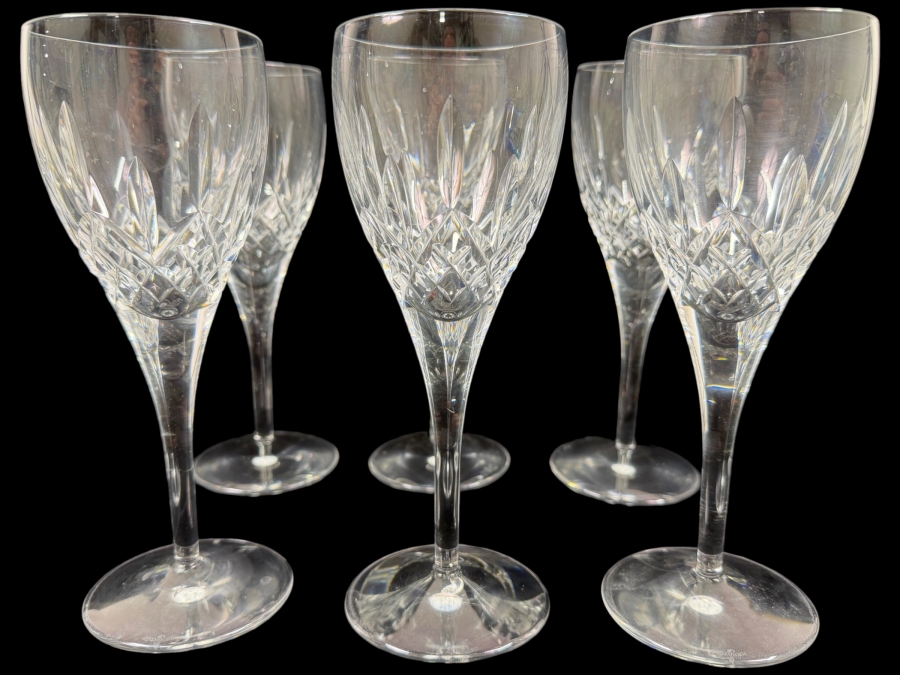 Set Of (6) Waterford Crystal Lismore Wine / Water Goblets 8.75'H