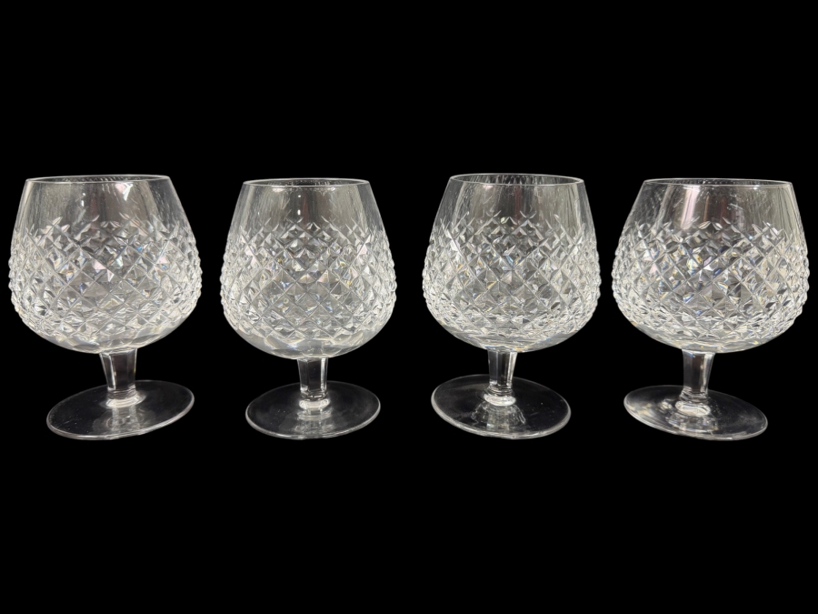 Set Of (4) Vintage Waterford Crystal Alana Brandy Snifters 5.25'H