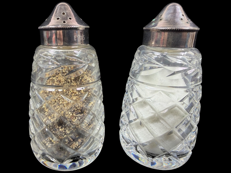 Set Of Vintage Waterford Crystal Glandore Pattern Salt And Pepper Shakers 3.75'H