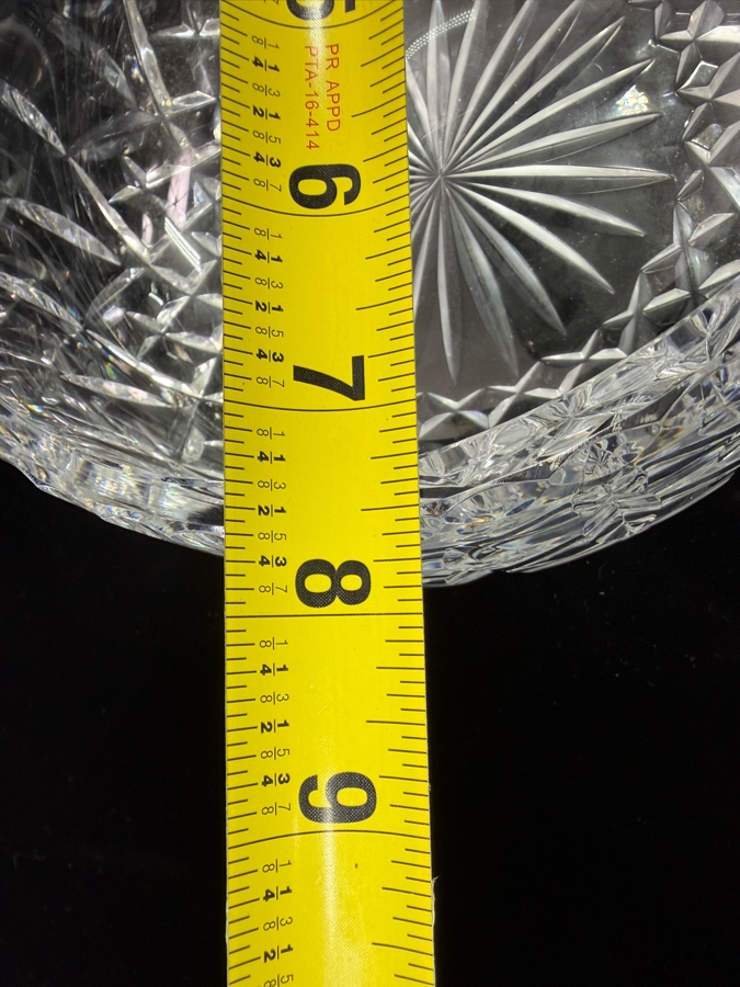 Vintage Clear Cut Crystal Round Serving Bowl With Starburst Bottom Diamond Pattern And Sawtooth Rim 7.5'W X 3.5'H [Photo 5]