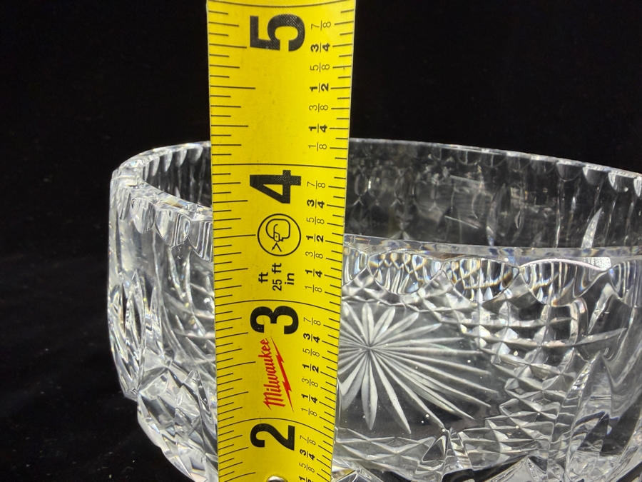 Vintage Clear Cut Crystal Round Serving Bowl With Starburst Bottom Diamond Pattern And Sawtooth Rim 7.5'W X 3.5'H [Photo 6]