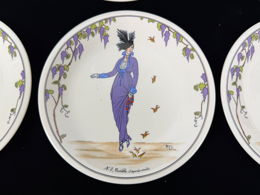 Set Of (6) Villeroy & Boch Design 1900 Plates Featuring Art Nouveau Fashion Designs 6.5'W [Photo 6]