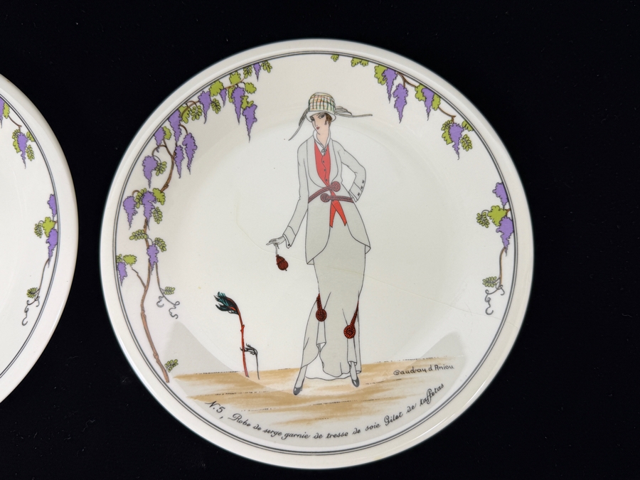 Set Of (6) Villeroy & Boch Design 1900 Plates Featuring Art Nouveau Fashion Designs 6.5'W [Photo 4]