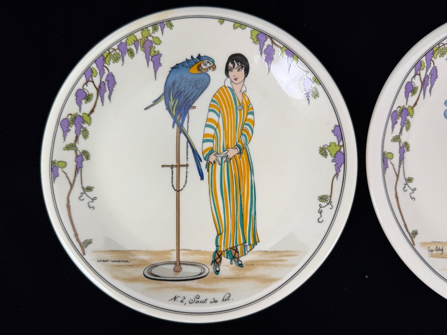 Set Of (6) Villeroy & Boch Design 1900 Plates Featuring Art Nouveau Fashion Designs 6.5'W [Photo 2]