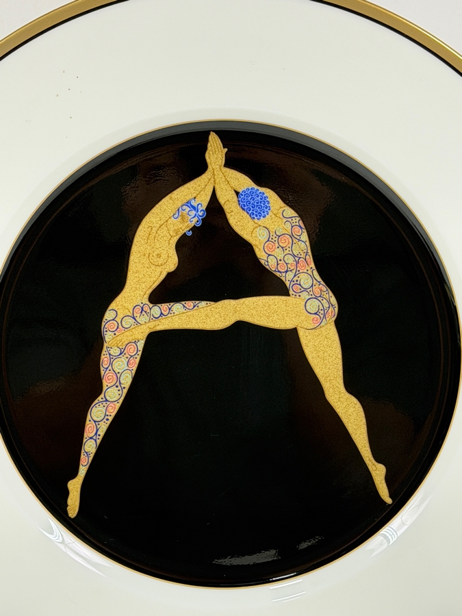 Erté The Alphabet A Plate With 22K Gold Rim Produced By Mikasa in 1987 12'W
 [Photo 3]