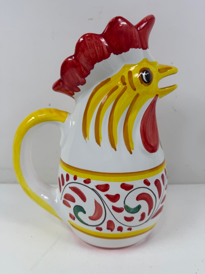 Ceramiche Sberna Deruta Italy Hand Painted Ceramic Majolica Rooster Pitcher 11.5'H [Photo 5]