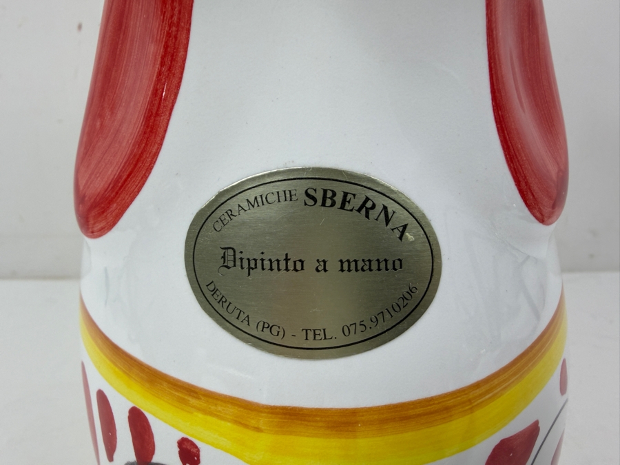 Ceramiche Sberna Deruta Italy Hand Painted Ceramic Majolica Rooster Pitcher 11.5'H [Photo 4]