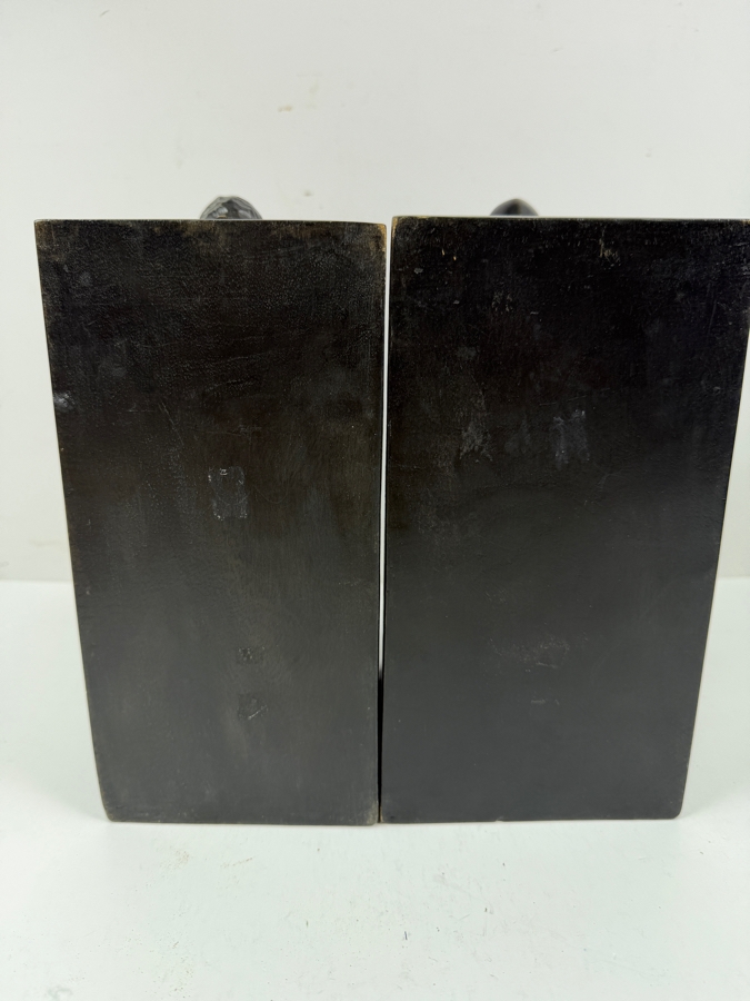 Vintage Pair Of Hand Carved African Tribal Figures Drummer And Dancer Bookends 10'W X 10'H [Photo 5]