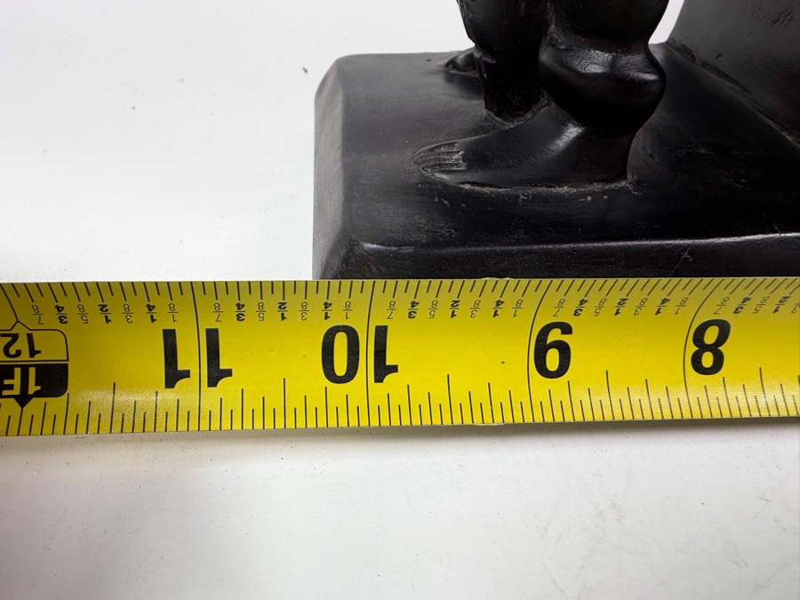 Vintage Pair Of Hand Carved African Tribal Figures Drummer And Dancer Bookends 10'W X 10'H [Photo 9]