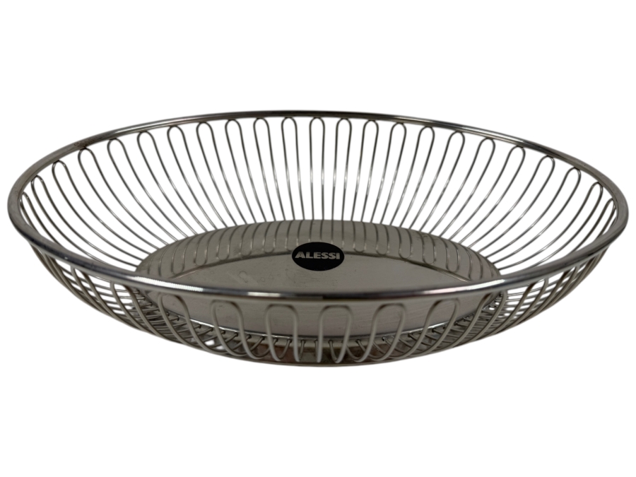 Alessi Stainless Steel Oval Wire Bread Basket Fruit Bowl Made In Italy 11'W X 8'D X3'H
