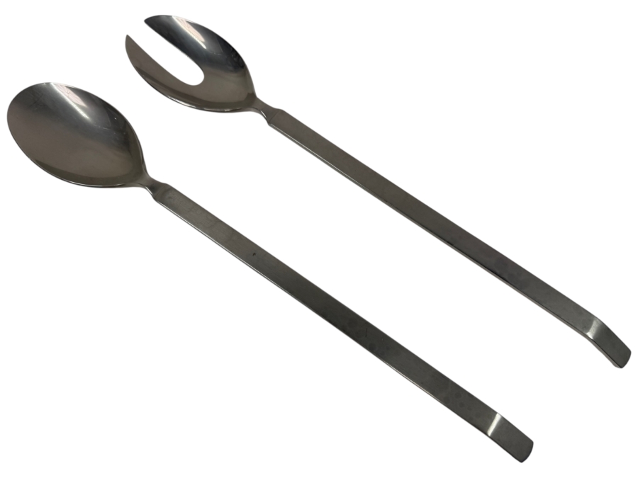 Alessi Inox 18/10 Stainless Steel Serving Spoon and Fork Set 12'L