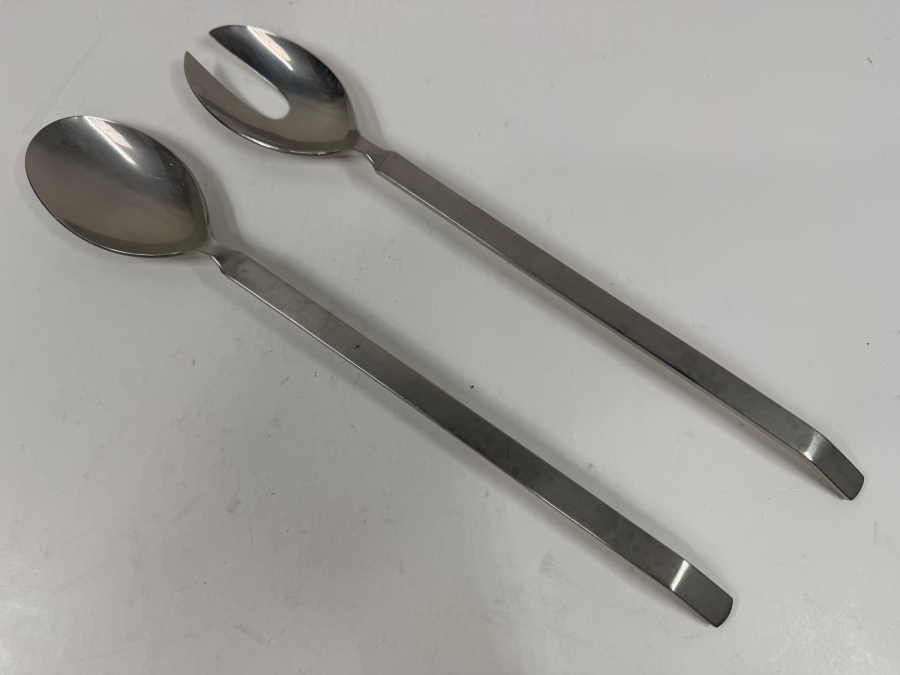 Alessi Inox 18/10 Stainless Steel Serving Spoon and Fork Set 12'L [Photo 2]
