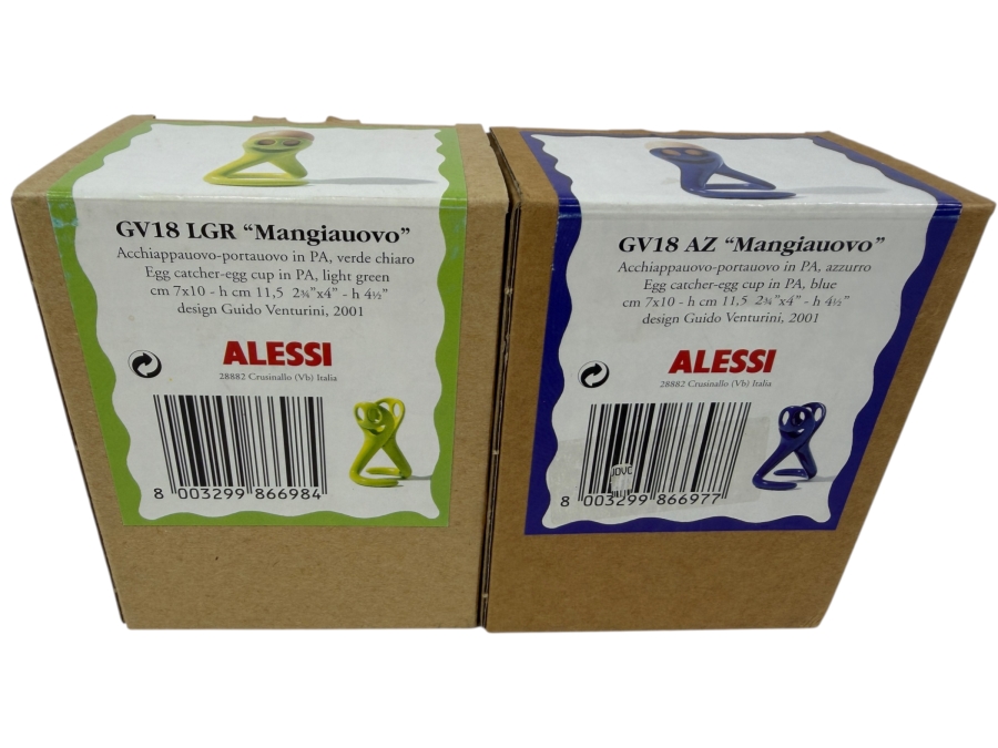 Set Of Alessi Mangiauovo Egg Catcher-Egg Cups Designed By Guido Venturini In 2001