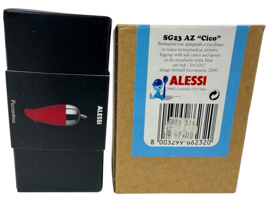 New Set Of Alessi Piccantino Chili Scruncher And The Alessi Cico Eggcup