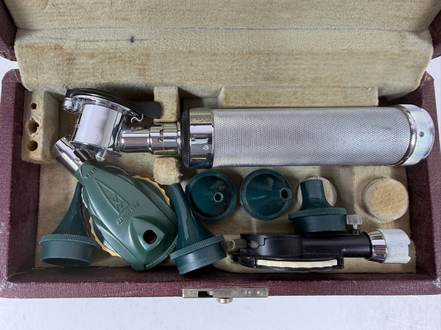 Vintage Welch Allyn Ophthalmoscope And Otoscope Medical Diagnostic Set In Original Case [Photo 2]