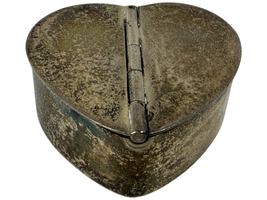 Vintage Sterling Silver Hinged Heart Shaped Trinket Box 20.8g