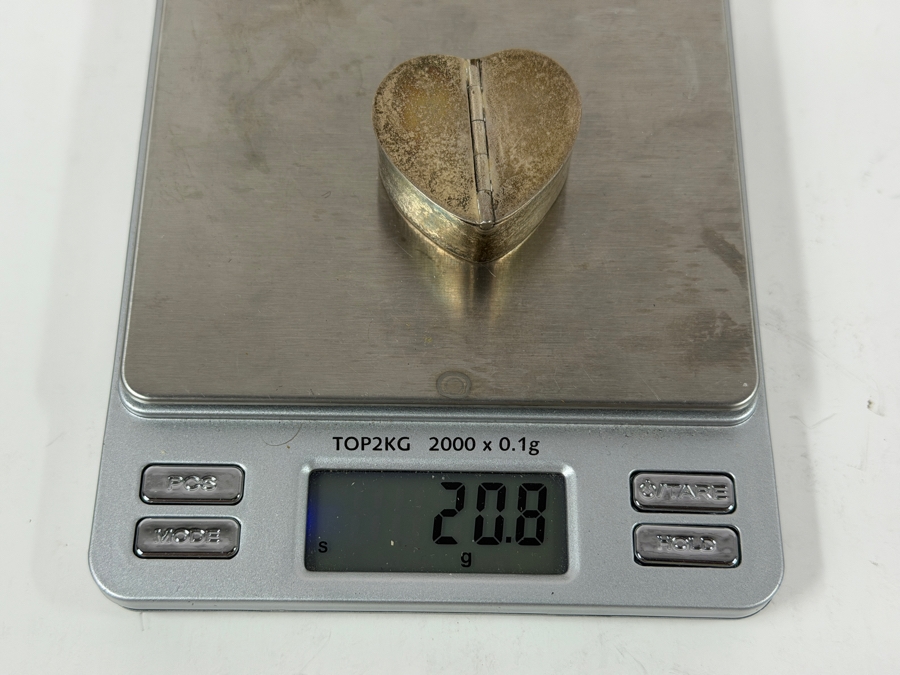 Vintage Sterling Silver Hinged Heart Shaped Trinket Box 20.8g [Photo 6]