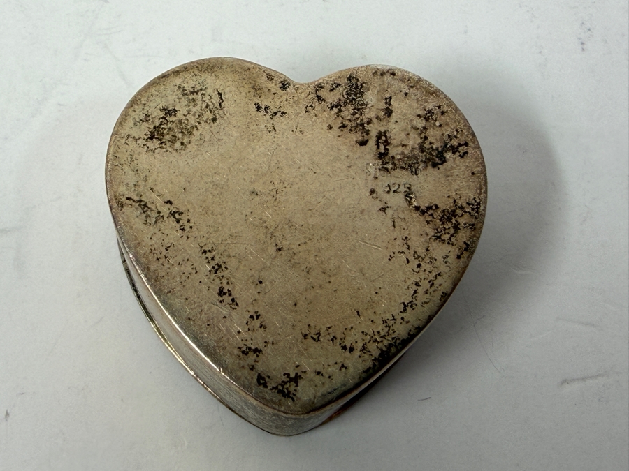 Vintage Sterling Silver Hinged Heart Shaped Trinket Box 20.8g [Photo 4]