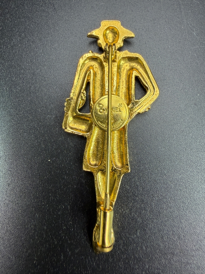 Vintage Chanel Mademoiselle Brooch Depicting A Silhouette Of Coco Chanel 2 3/8'L Estimate $500-$600 [Photo 3]