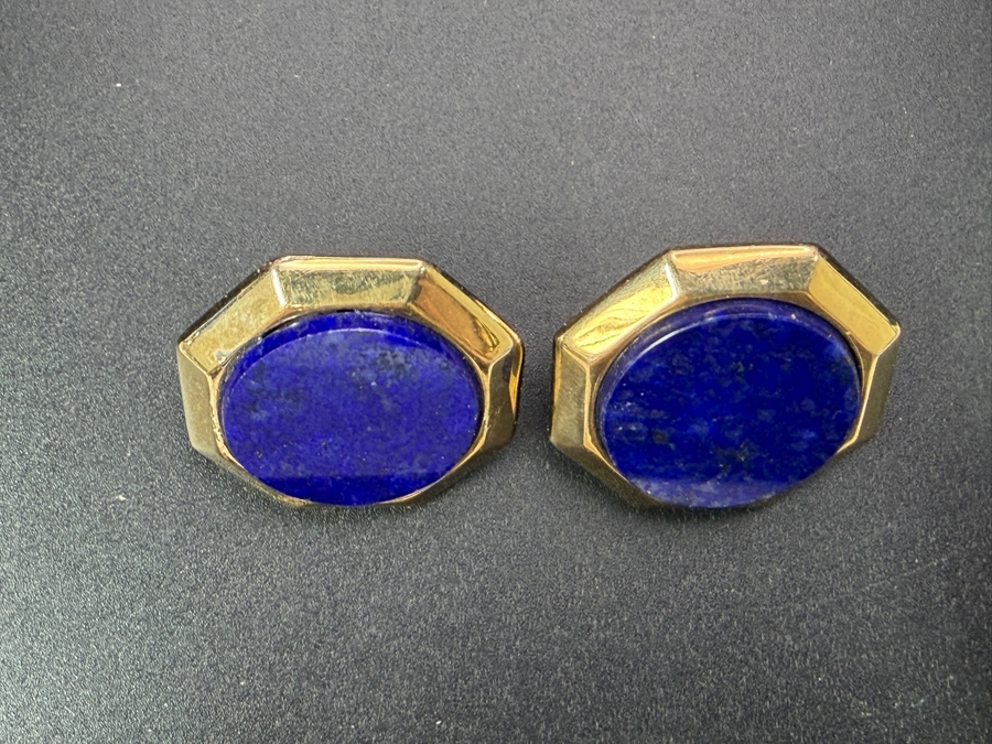 14k Gold Lapis Lazuli Earrings 8.7g [Photo 2]