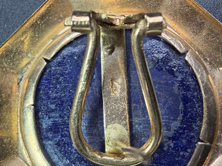 14k Gold Lapis Lazuli Earrings 8.7g [Photo 5]