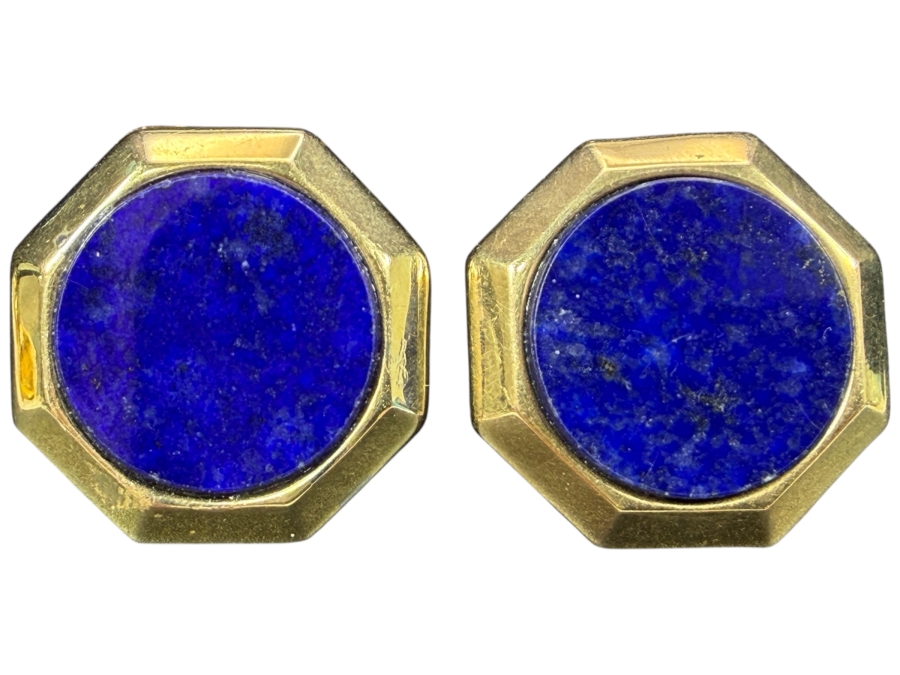 14k Gold Lapis Lazuli Earrings 8.7g
