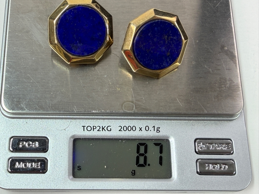 14k Gold Lapis Lazuli Earrings 8.7g [Photo 6]