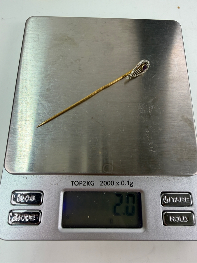 Vintage 14k Gold Stick Pin With Amethyst 2.0g [Photo 7]