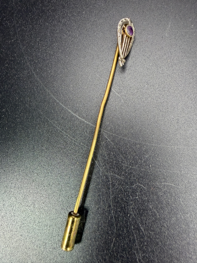 Vintage 14k Gold Stick Pin With Amethyst 2.0g [Photo 6]