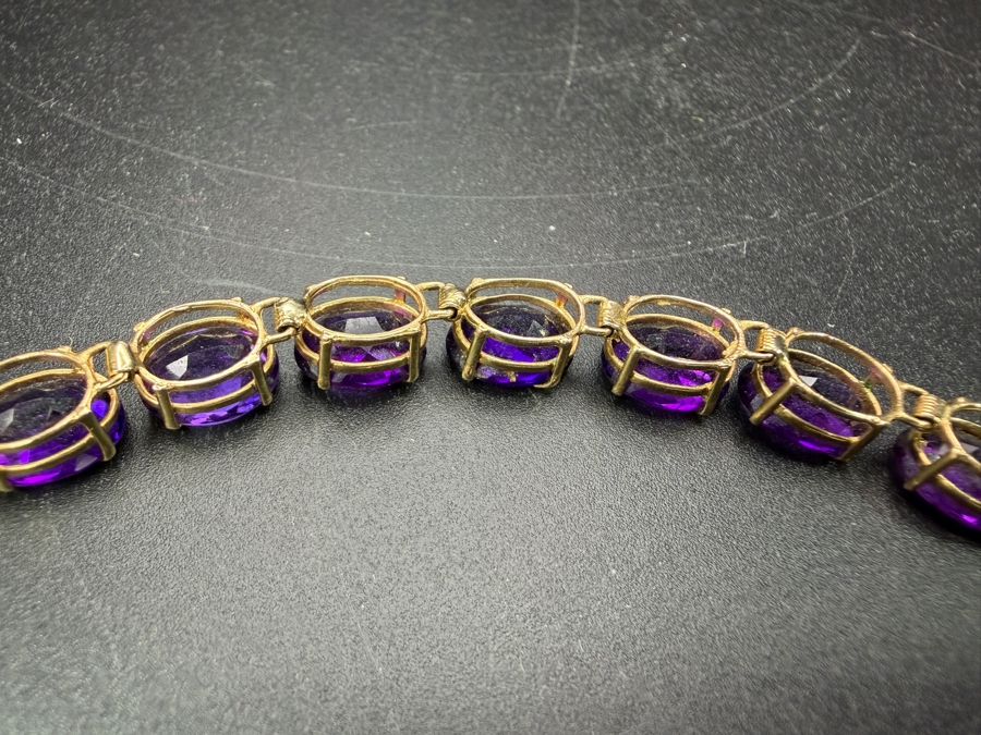 14k Gold Amethyst 7' Bracelet Est. 32ct 9x7 Oval 10.9g Appraised At $2,000 Retail [Photo 6]