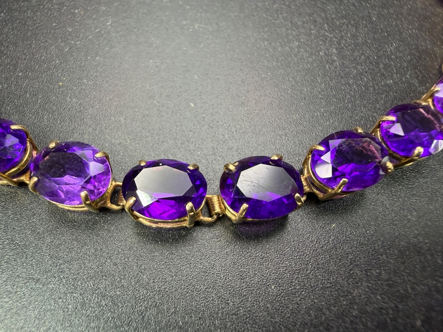 14k Gold Amethyst 7' Bracelet Est. 32ct 9x7 Oval 10.9g Appraised At $2,000 Retail [Photo 3]