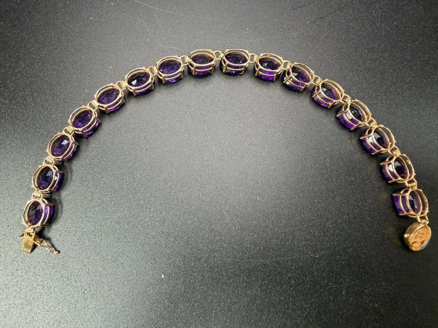 14k Gold Amethyst 7' Bracelet Est. 32ct 9x7 Oval 10.9g Appraised At $2,000 Retail [Photo 5]