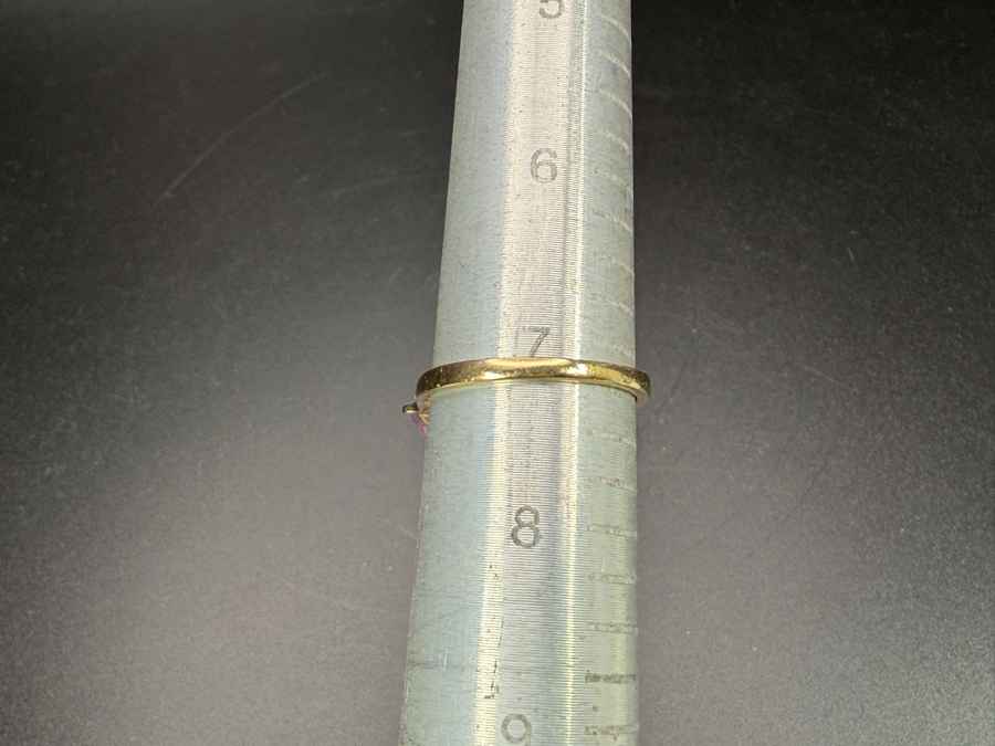 14k Gold Ring With 10x8 Amethyst And (2) 6x6 Amethysts Size 7 3.7g Appraised At $1,800 Retail [Photo 7]