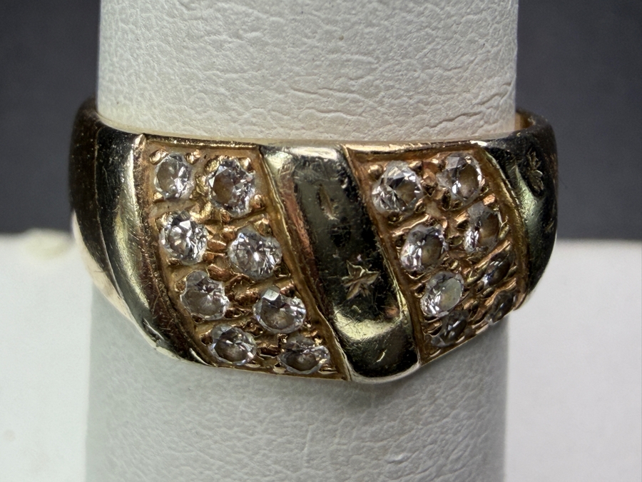 14k Gold Ring With (16) 1.25mm Single Cut Diamonds Est. .50cttw Size 7 4.4g Appraised At $2,000 Retail [Photo 3]