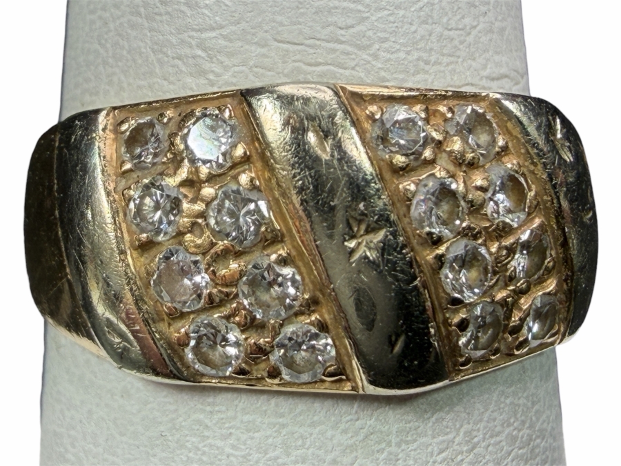 14k Gold Ring With (16) 1.25mm Single Cut Diamonds Est. .50cttw Size 7 4.4g Appraised At $2,000 Retail