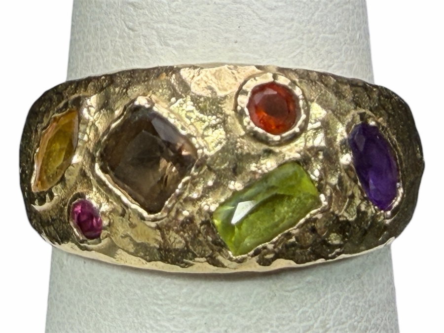 14k Gold Ring With Citrine, Pink Tourmaline, Smoky Quartz, Peridot, Citrine & Amethyst Size 6.75 3.9g Appraised At $1,800 Retail