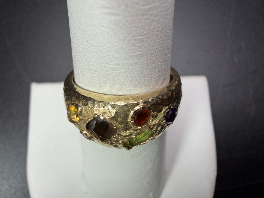 14k Gold Ring With Citrine, Pink Tourmaline, Smoky Quartz, Peridot, Citrine & Amethyst Size 6.75 3.9g Appraised At $1,800 Retail [Photo 5]