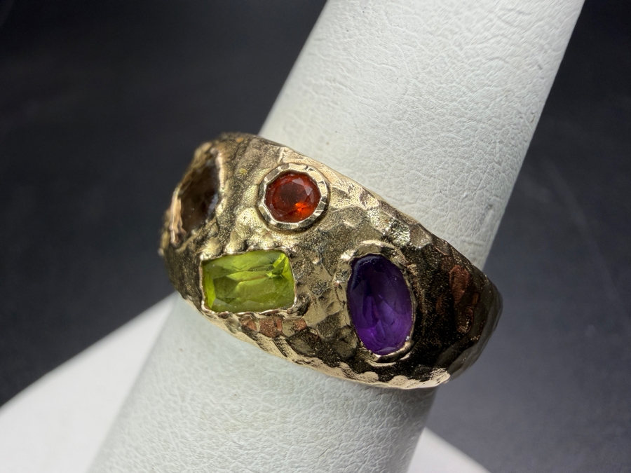 14k Gold Ring With Citrine, Pink Tourmaline, Smoky Quartz, Peridot, Citrine & Amethyst Size 6.75 3.9g Appraised At $1,800 Retail [Photo 3]