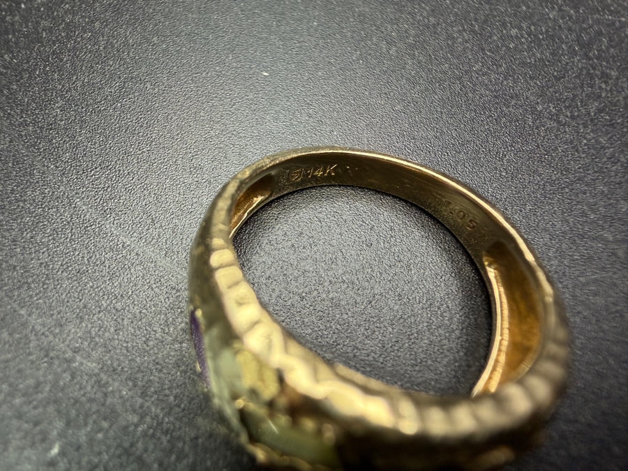 14k Gold Ring With Citrine, Pink Tourmaline, Smoky Quartz, Peridot, Citrine & Amethyst Size 6.75 3.9g Appraised At $1,800 Retail [Photo 6]